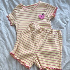 Striped Pink and Yellow Kids Pajamas